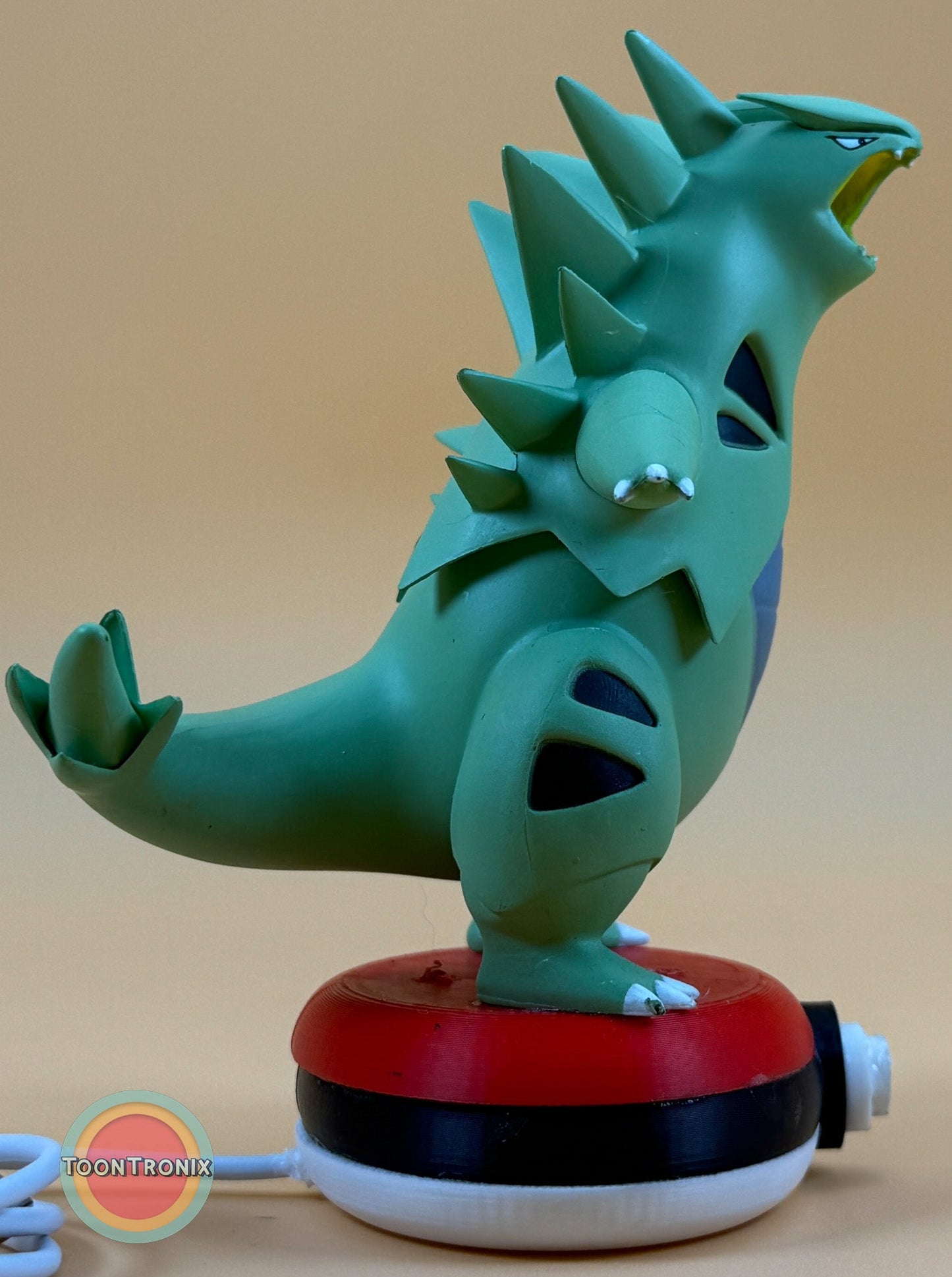5" Tyranitar desk lamp with USB cord on Pokeball base