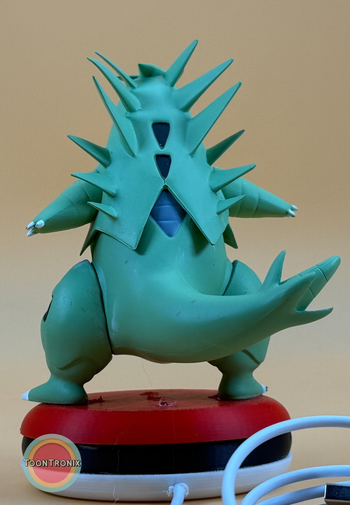 5" Tyranitar Desk Lamp statue with built-in USB cord on red base