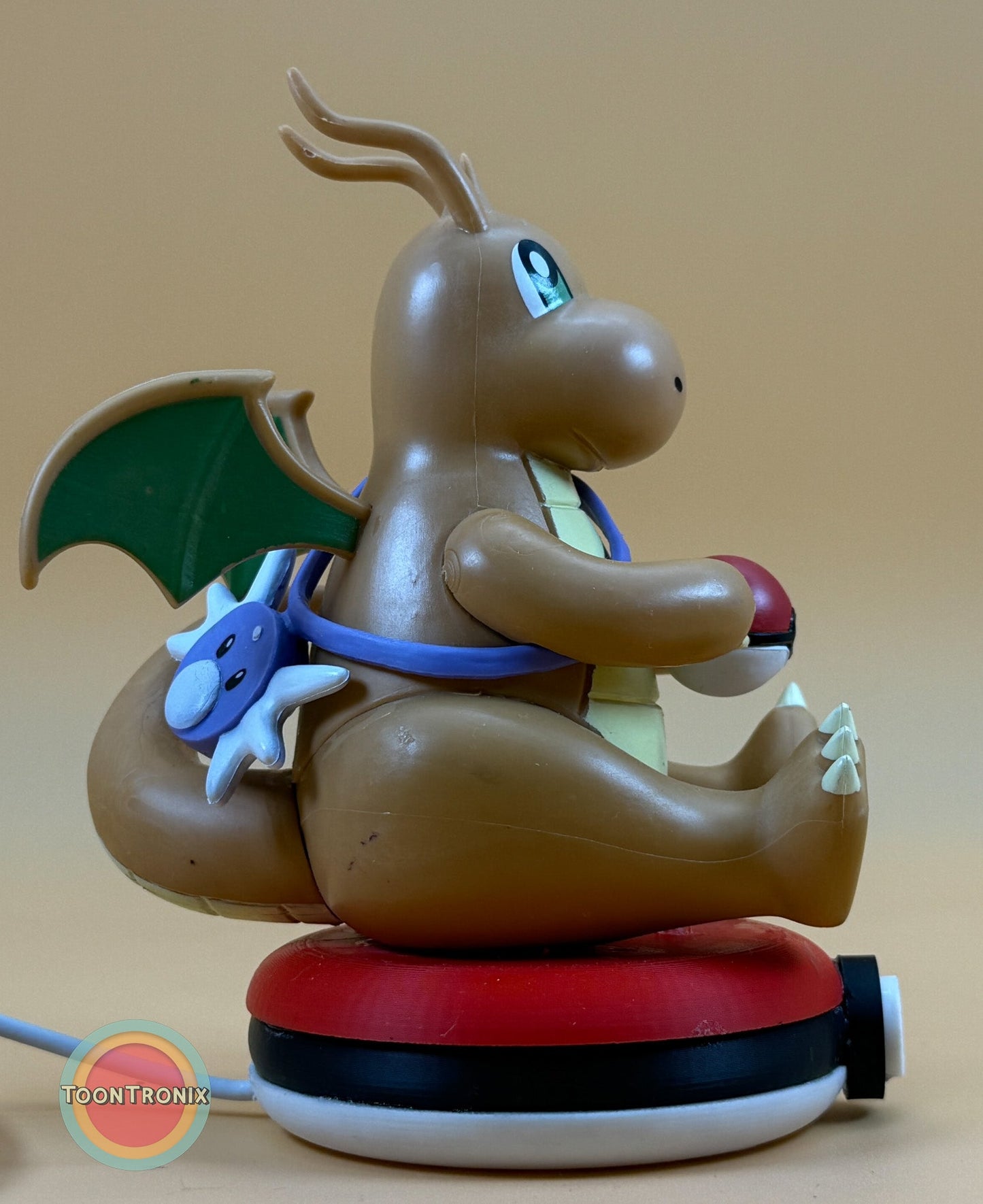 5" Dragonite Pokemon Statue USB desk lamp with built-in USB cord and colorful base