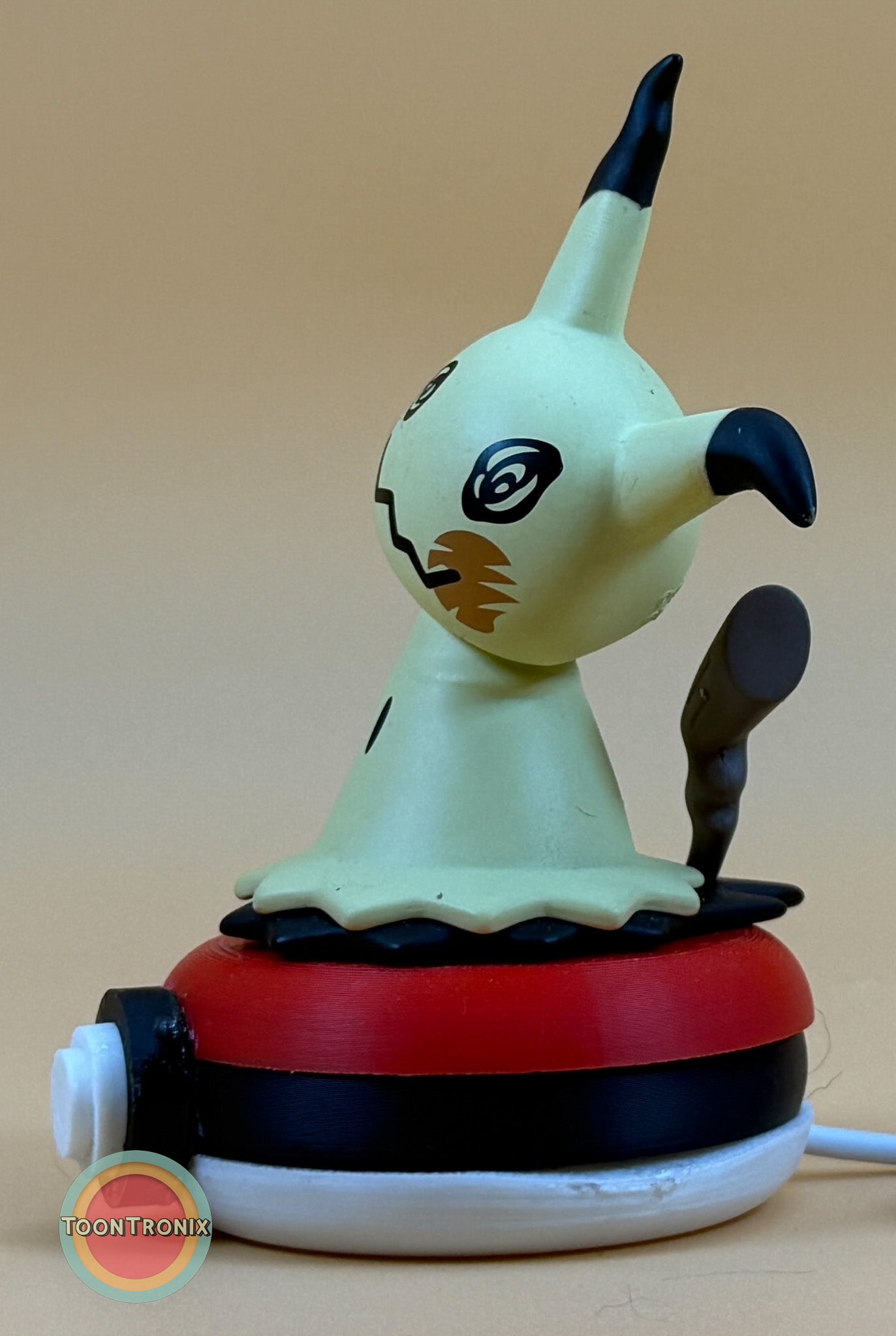 3" Mimikyu Pokemon Statue USB Desk Lamp with built-in USB cord on red and black base