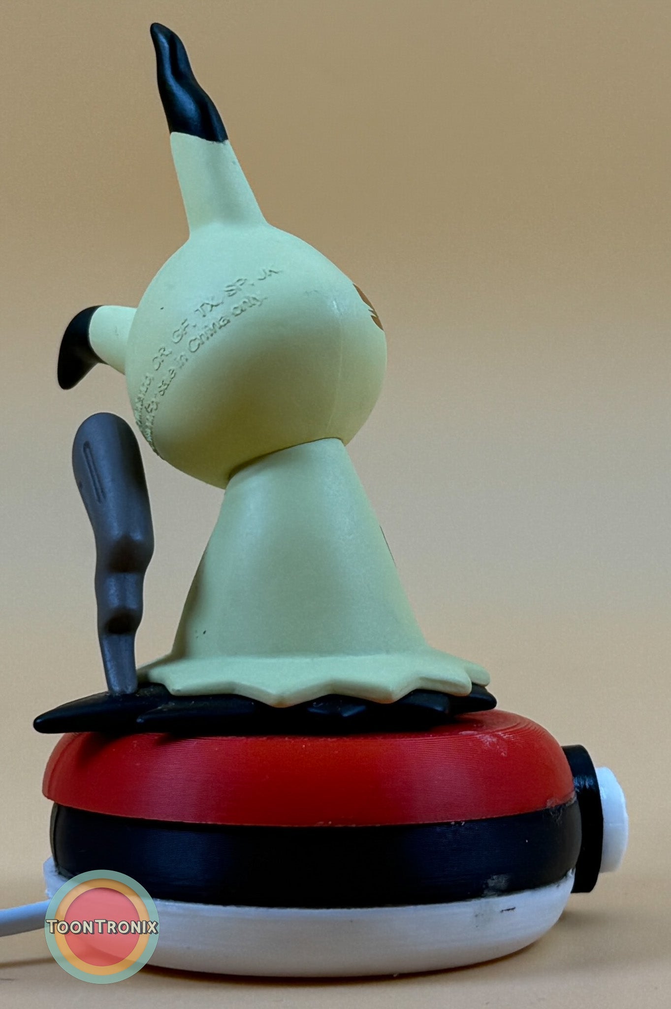 3" Mimikyu Pokemon statue USB desk lamp with red and black base and built-in USB cord