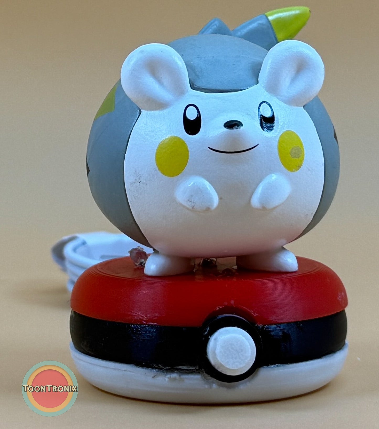 3" Togedemaru Pokemon statue USB desk lamp on Pokeball base with built-in USB cord