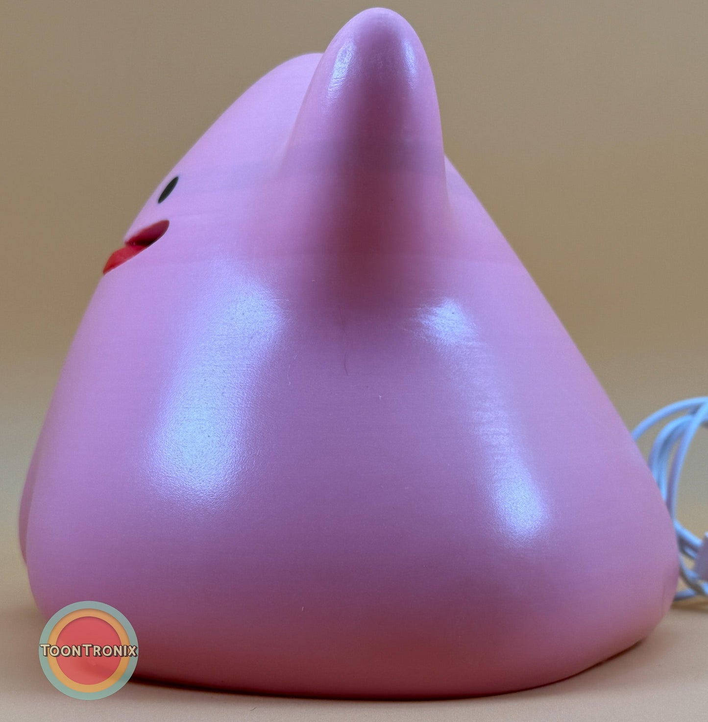 6" Ditto Pokemon statue USB desk lamp with wood-like finish and built-in USB cord