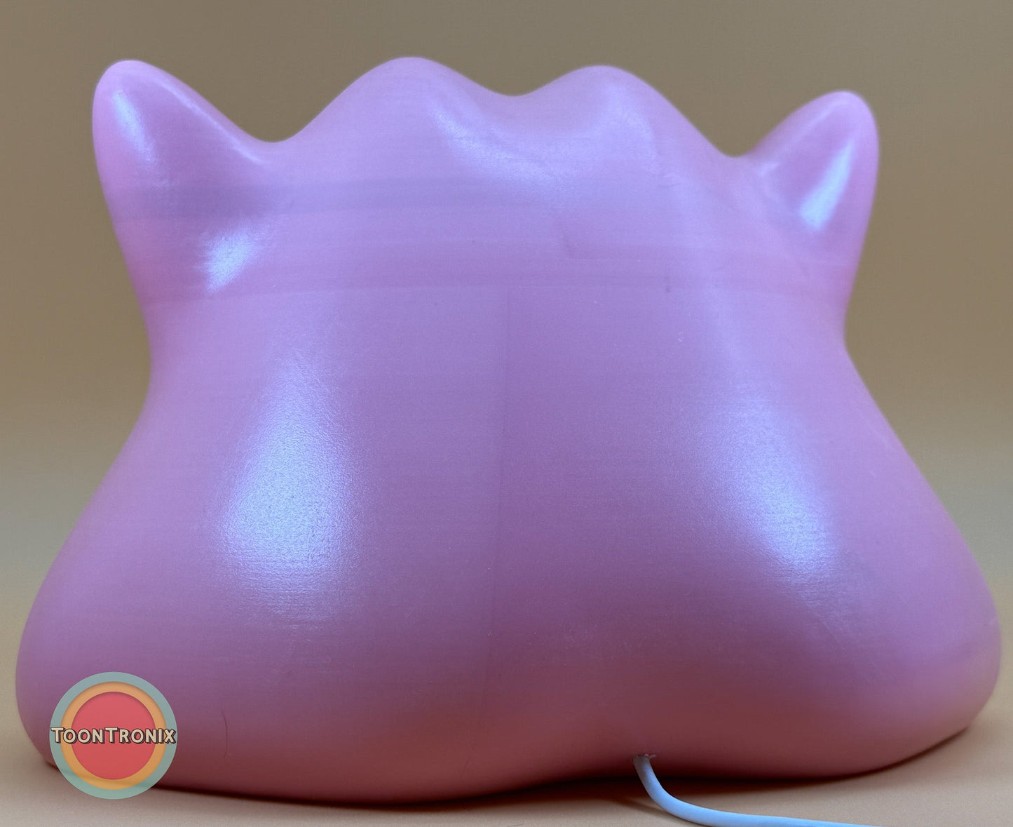 6" Ditto Pokemon Statue USB desk lamp with wood-like finish and built-in USB cord