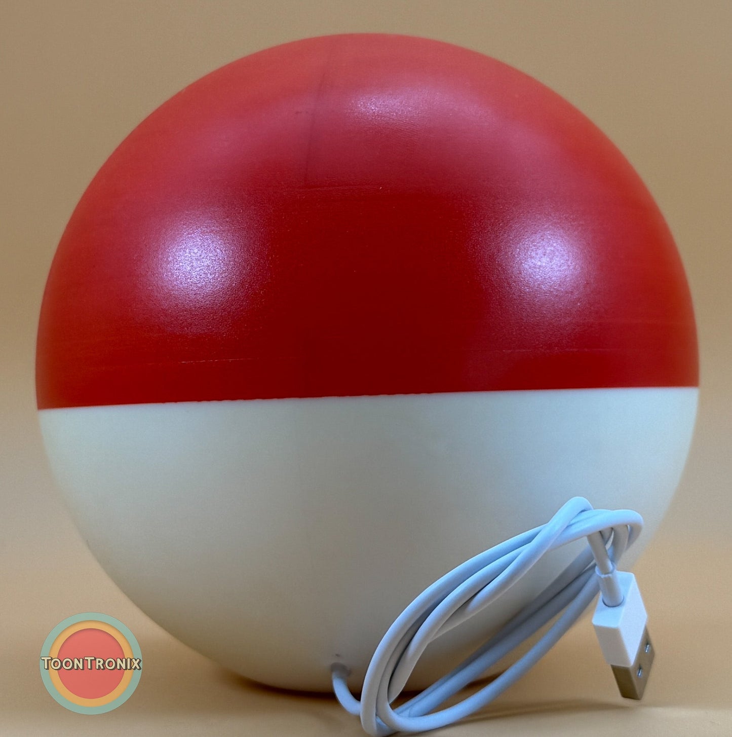 6" Voltorb Pokemon statue desk lamp with built-in USB cord and wood-like finish
