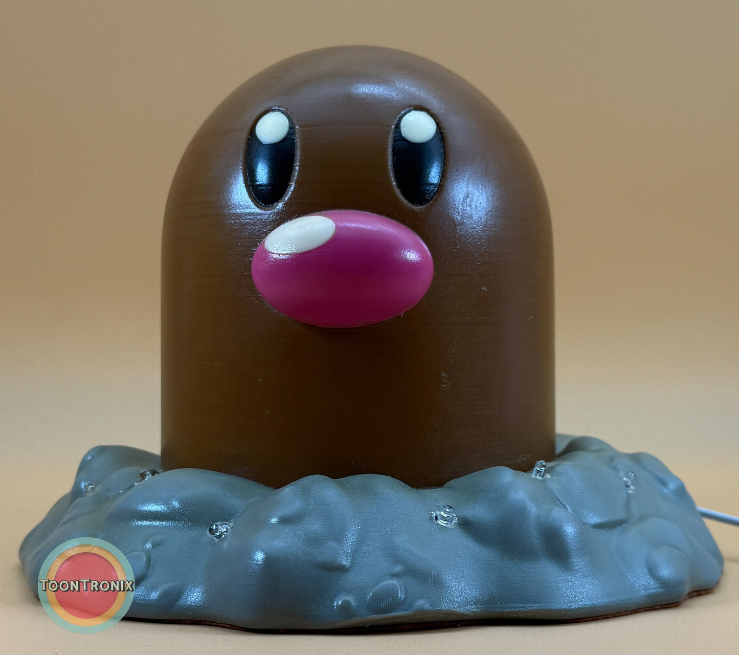 6" tall Diglett Pokemon statue USB desk lamp with wood-like finish and built-in USB cord