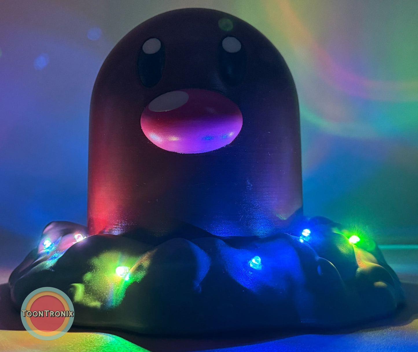 6" tall Diglett Pokemon statue USB desk lamp with colorful LED lights and wood-like finish