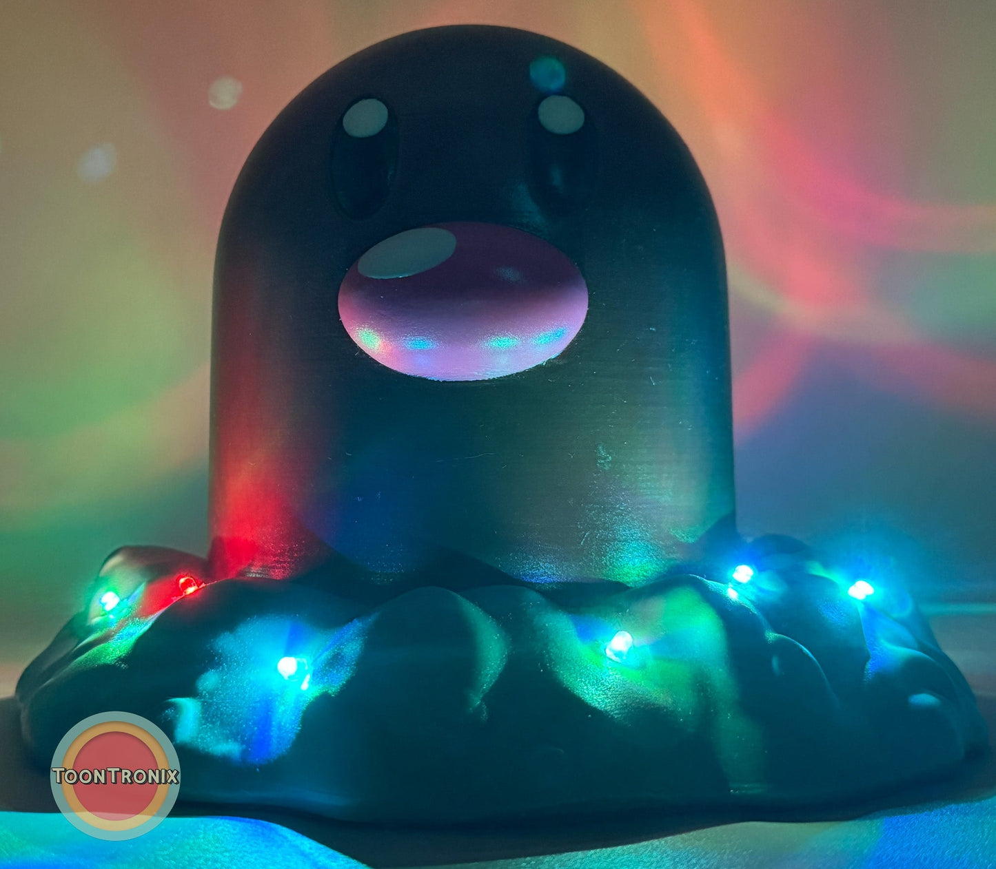 6" Tall Diglett Pokemon USB desk lamp with colorful LED lights and wood-like finish