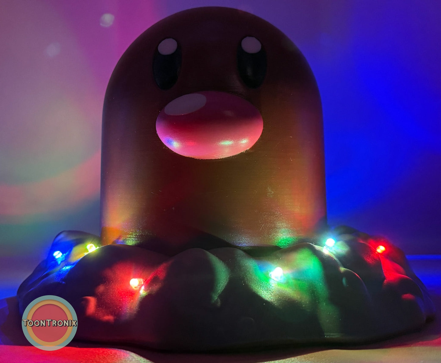 6" tall Diglett Pokemon statue USB desk lamp with colorful LED lights and wood-like finish