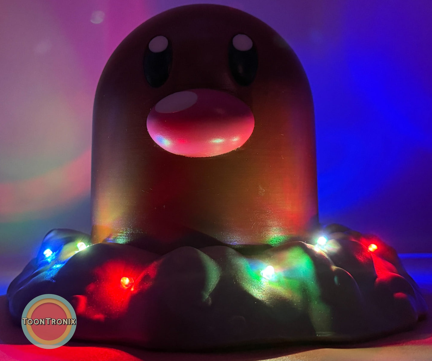 6" tall Diglett Pokemon statue USB desk lamp with colorful LED lights and wood-like finish