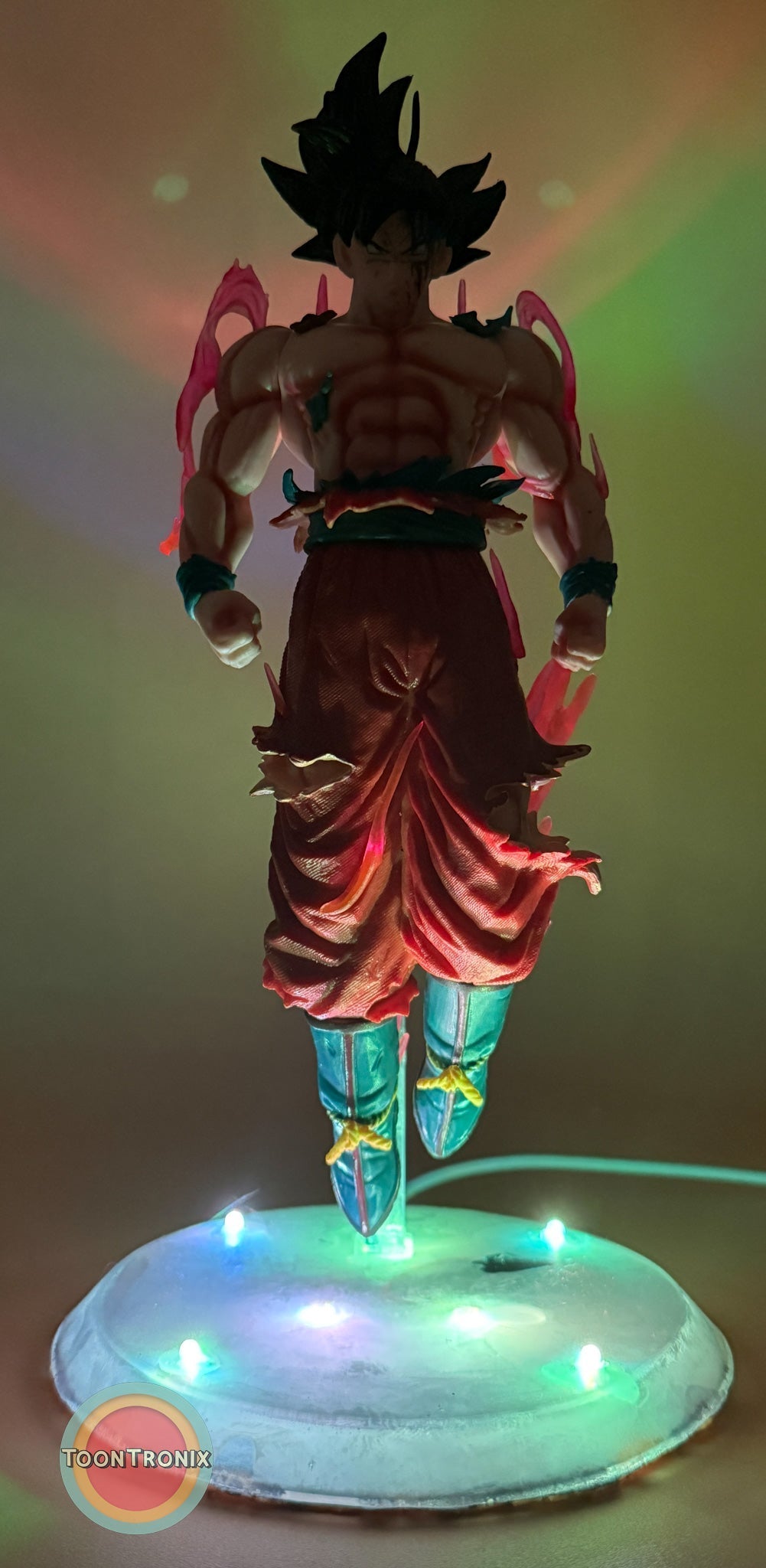 9" Dragonball Z Goku statue USB desk lamp with colorful LED base and glowing effects
