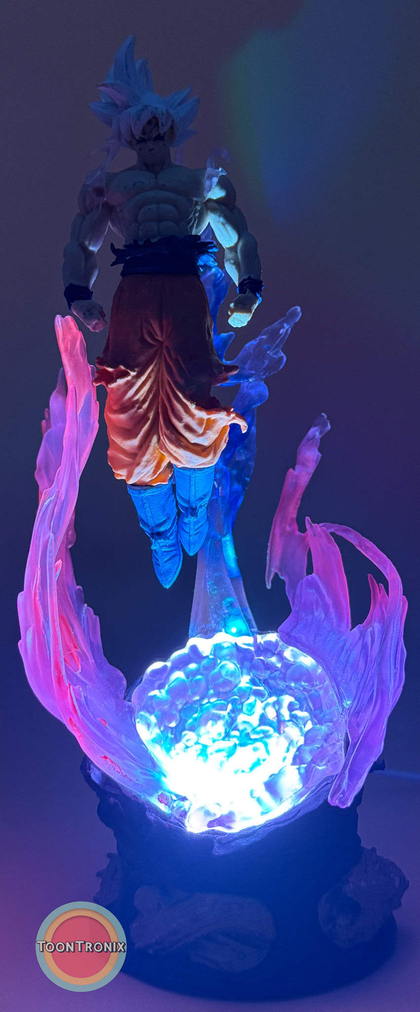9" Dragonball Z Goku statue USB desk lamp with glowing energy base and aura effects