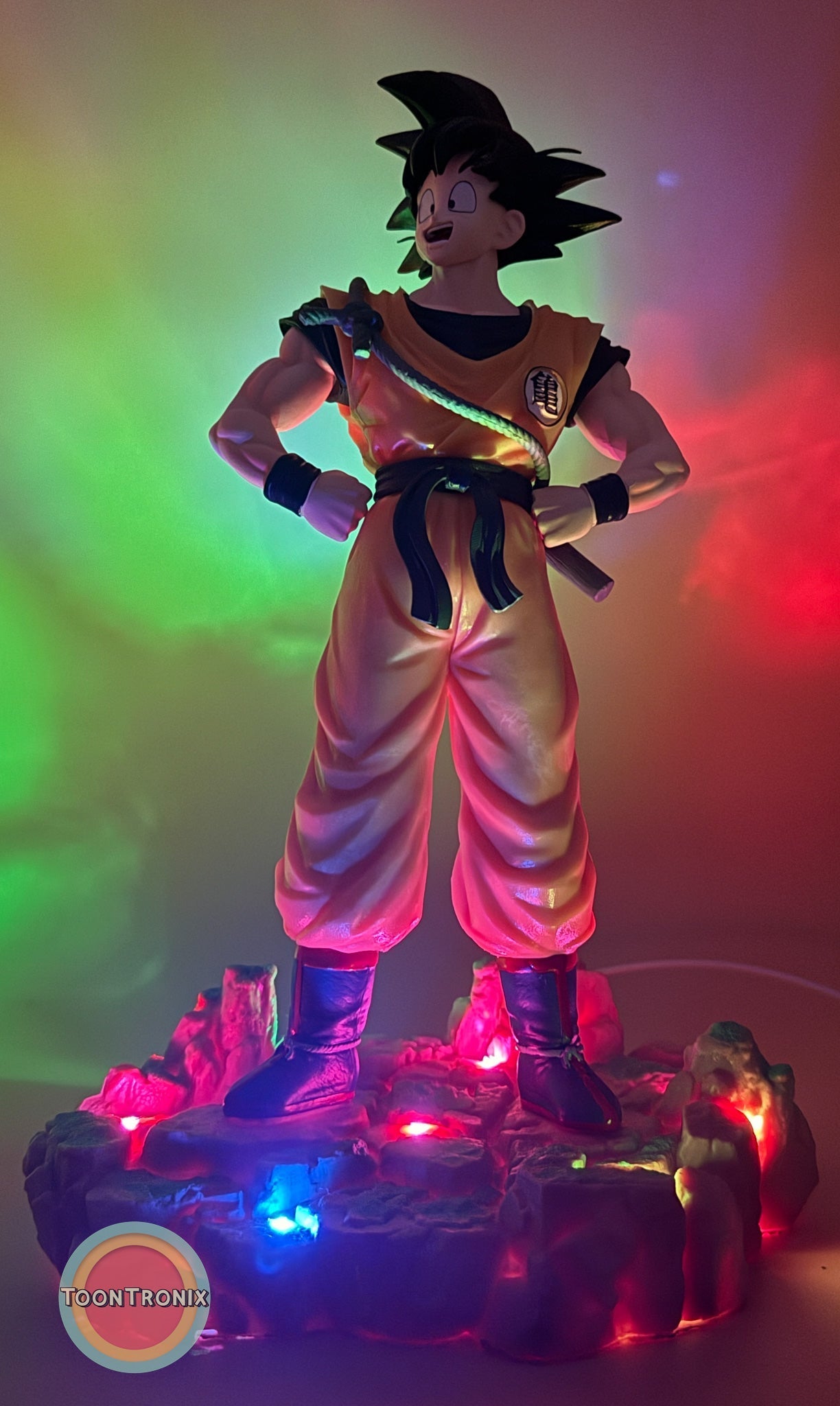12" 1 FT Goku Statue USB desk lamp with multicolored LED base lighting