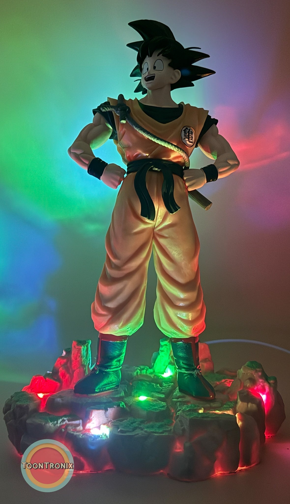 12-inch 1 FT Goku statue USB desk lamp with colorful LED base lighting