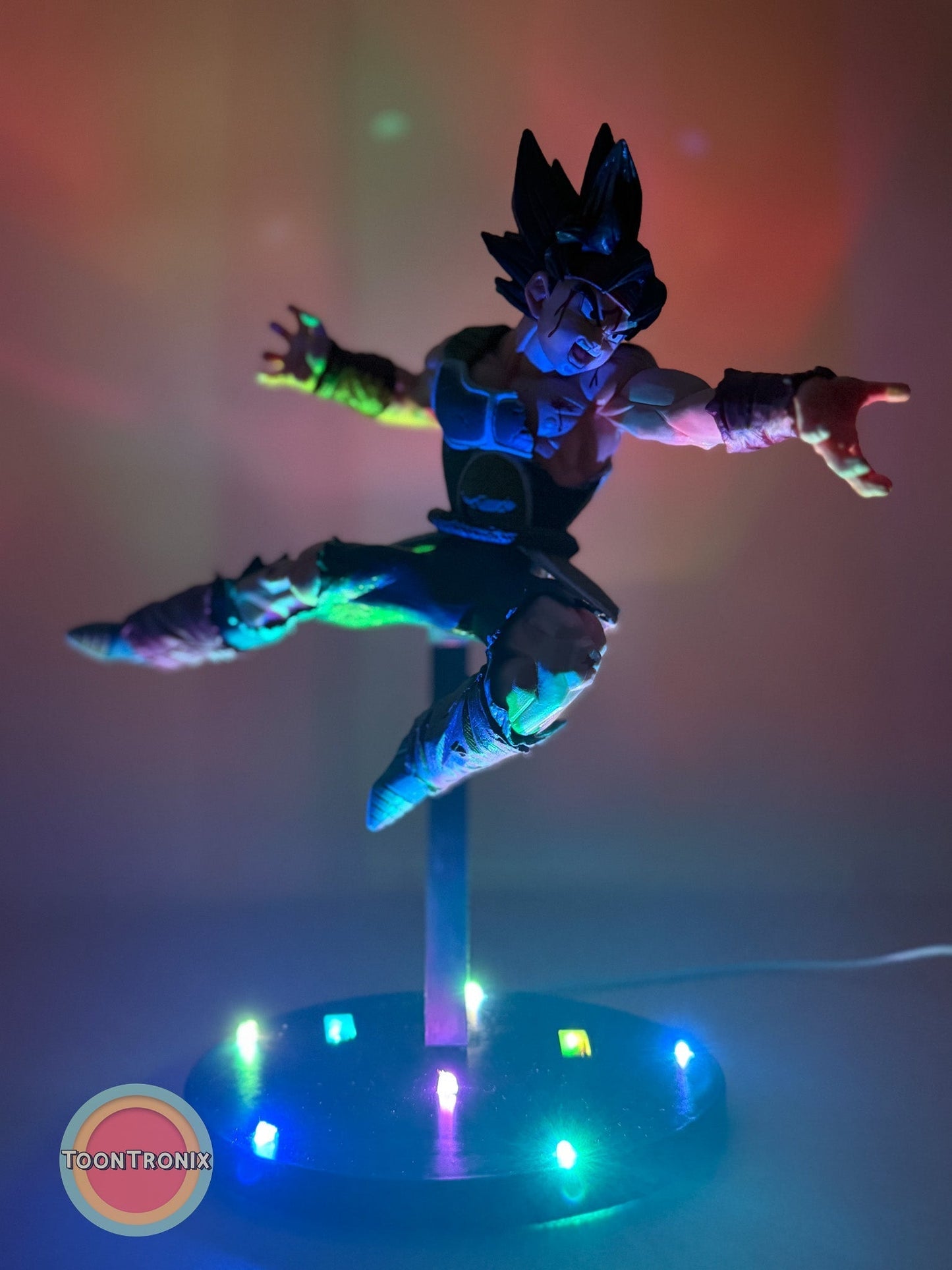 9" Dragonball Z Bardock statue USB desk lamp with colorful LED base lighting