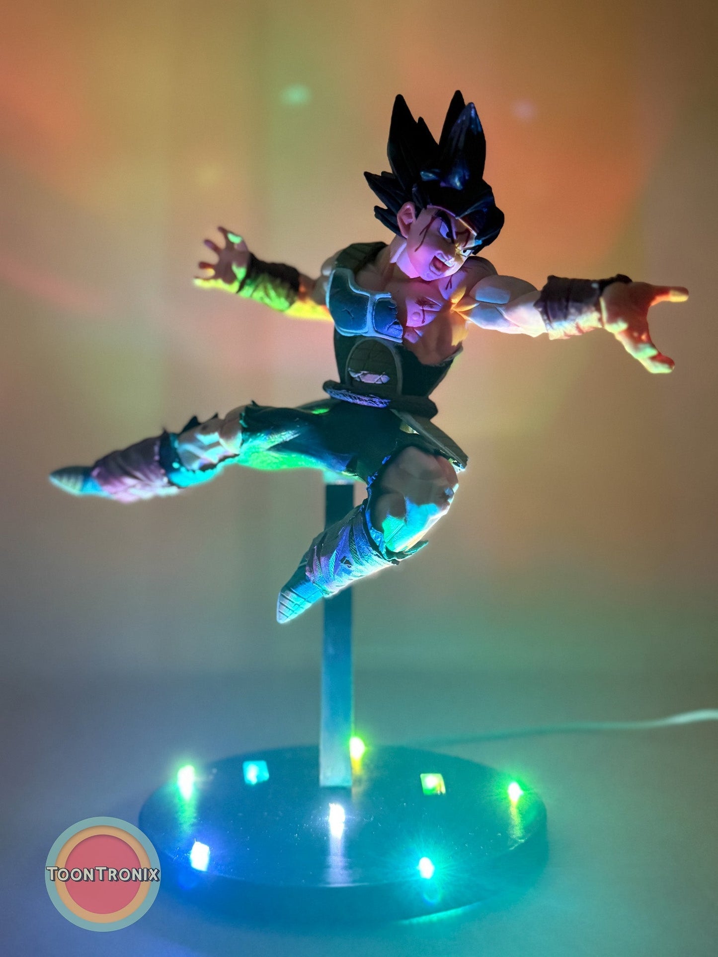9" Dragonball Z Bardock Statue USB desk lamp with LED lights and dynamic pose