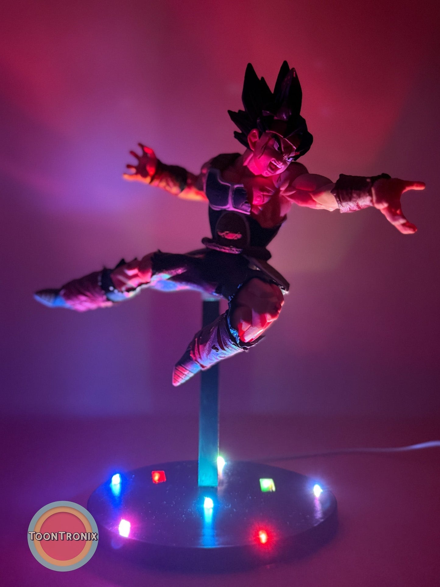 9" Dragonball Z Bardock Statue USB desk lamp with colorful LED lights and dynamic pose