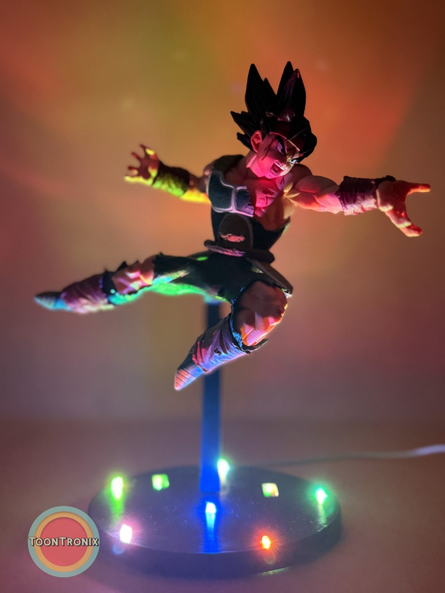9" Dragonball Z Bardock statue USB desk lamp with multicolor LED base light