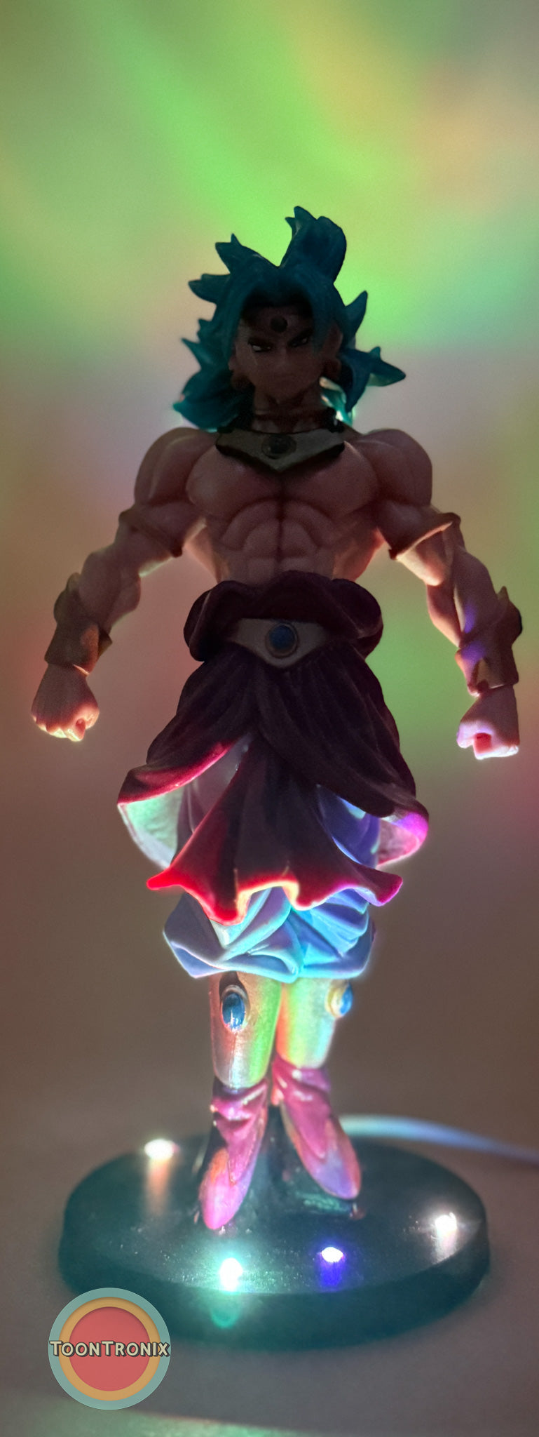 7" Dragonball Z Broly statue USB desk lamp with colorful LED lighting and built-in USB cord