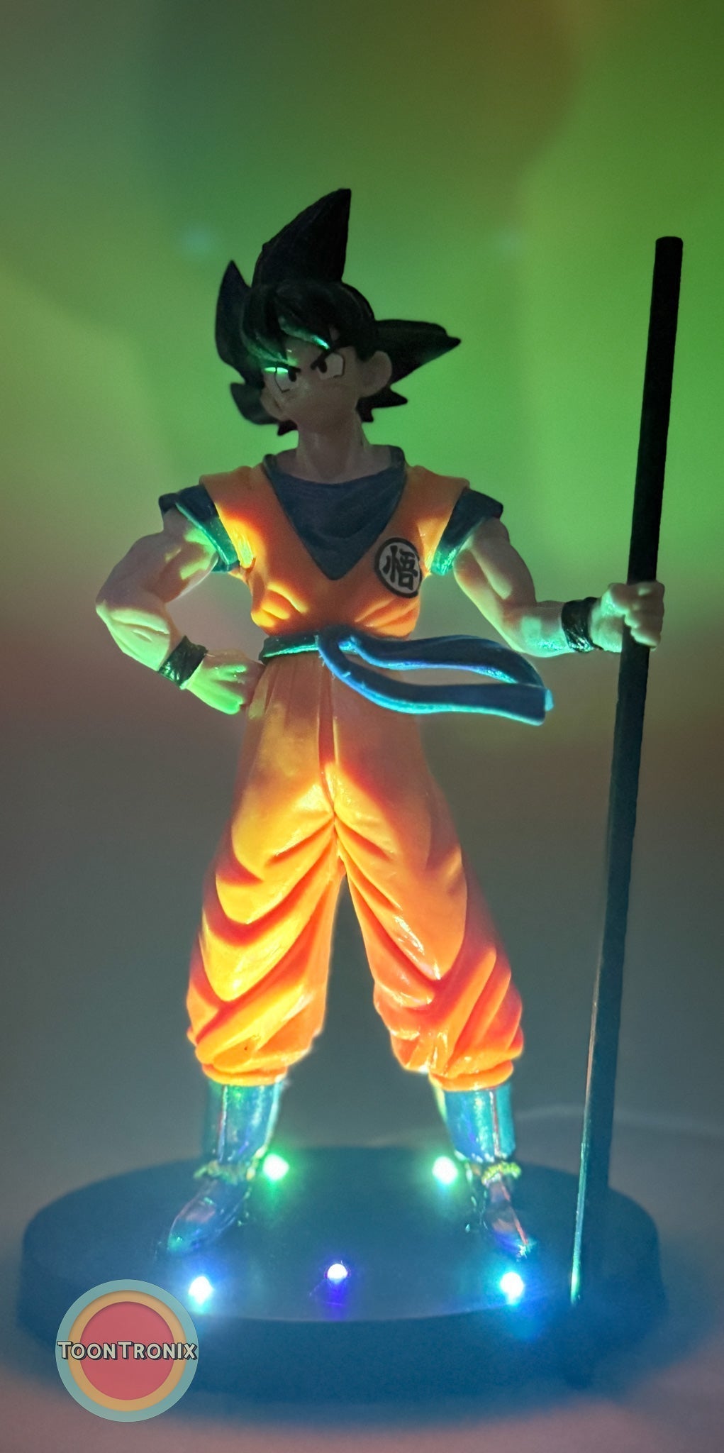 8" Dragonball Z Goku statue desk lamp with USB cord and colorful LED lighting