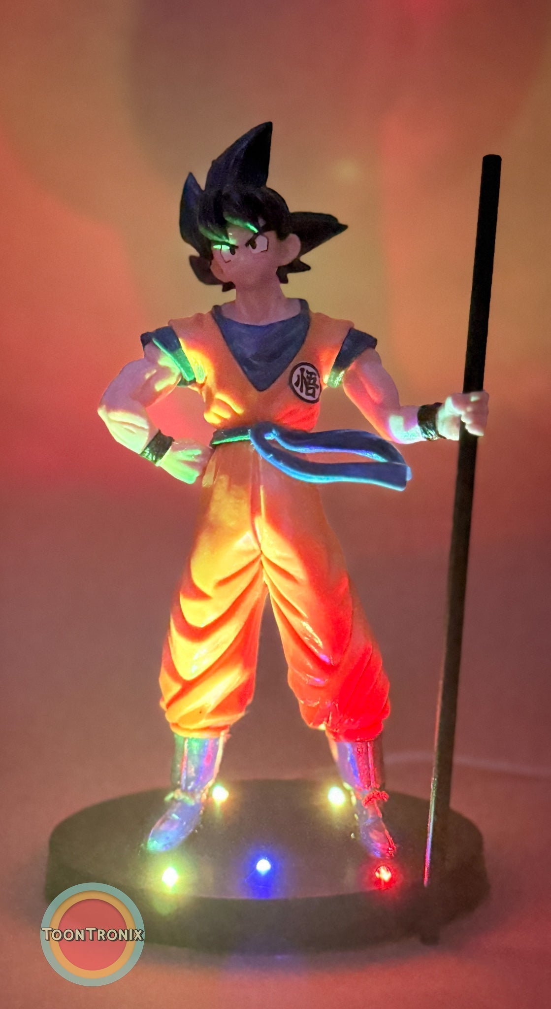 8" Dragonball Z Goku statue USB desk lamp with multicolor LED base lights