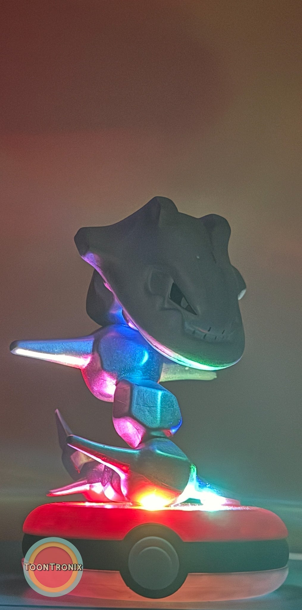 4-inch Steelix Pokemon statue USB desk lamp with multicolor LED lighting on Pokeball base