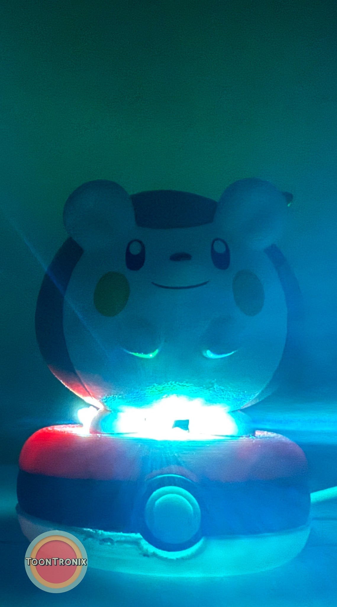 3" Togedemaru Pokemon statue desk lamp with built-in USB cord glowing blue light