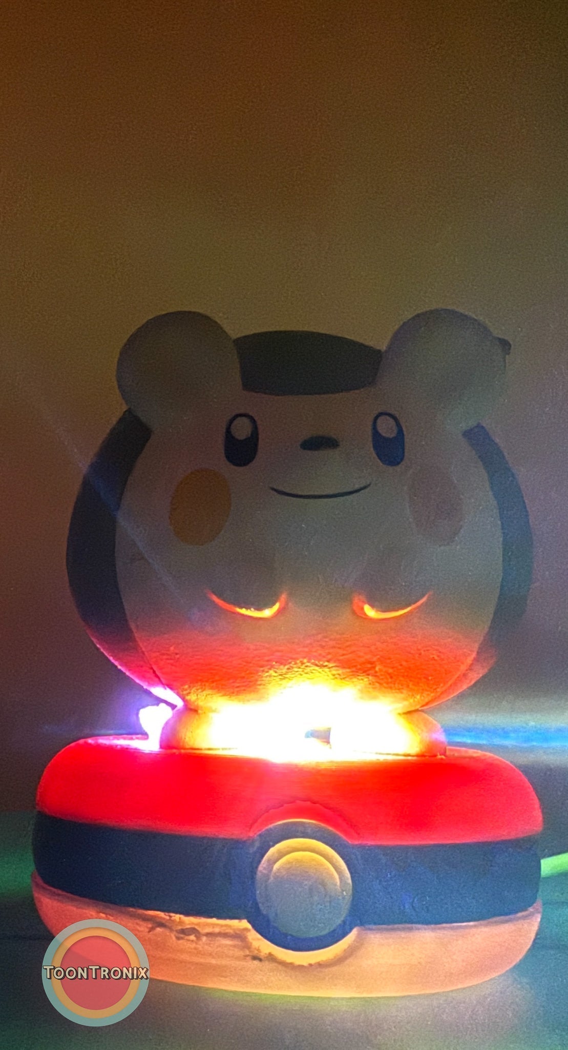 3" Togedemaru Pokemon statue desk lamp with USB cord and colorful glowing base