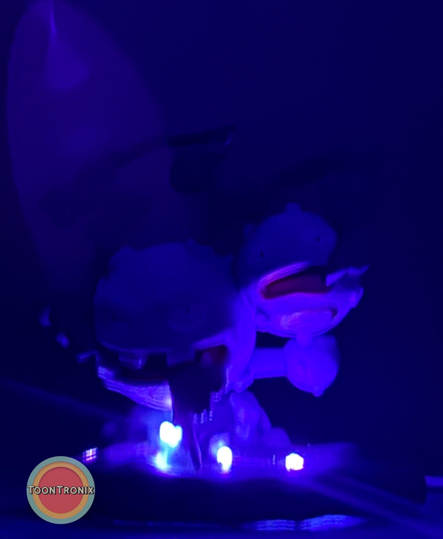 4" Koffing Pokemon USB desk lamp glowing purple in dark with Toontronix logo
