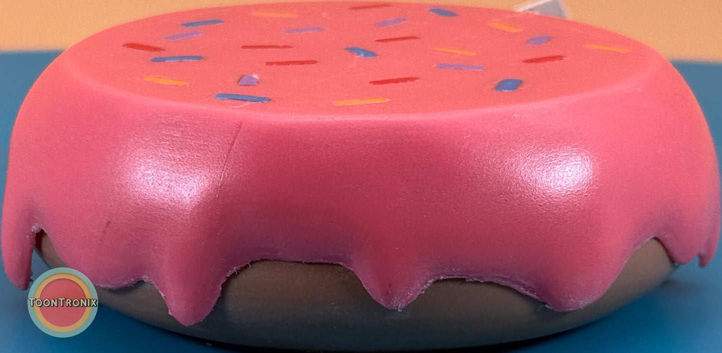 6" or 9" flat donut LED desk lamp with pink frosting and colorful sprinkles, retro cartoon USB toy figure decor