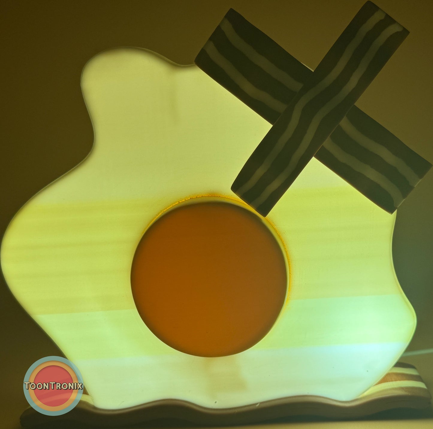 Eggs and bacon cartoon desk lamp with USB powered LED night light in retro style