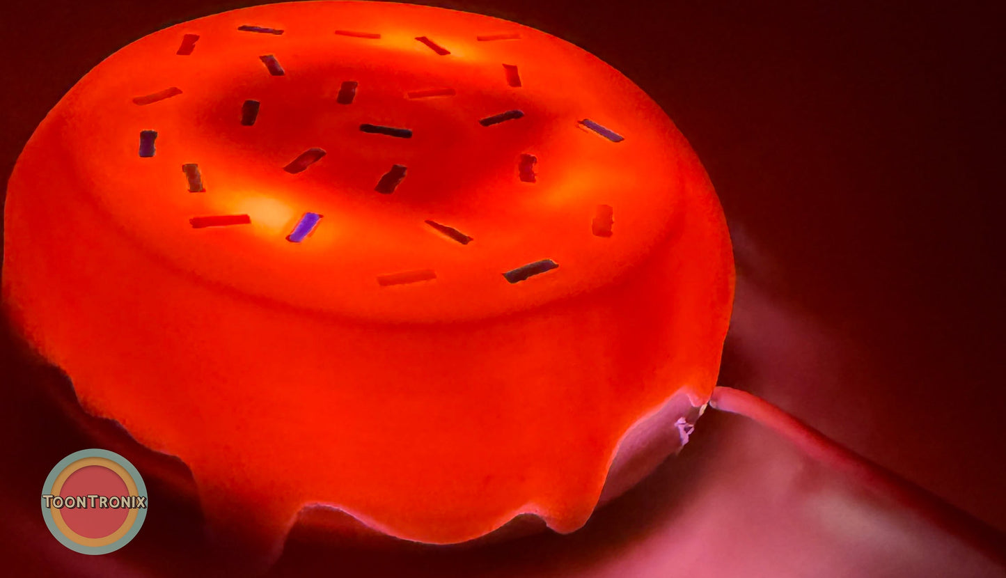 6" or 9" flat donut shaped LED desk lamp with USB power and colorful sprinkles design