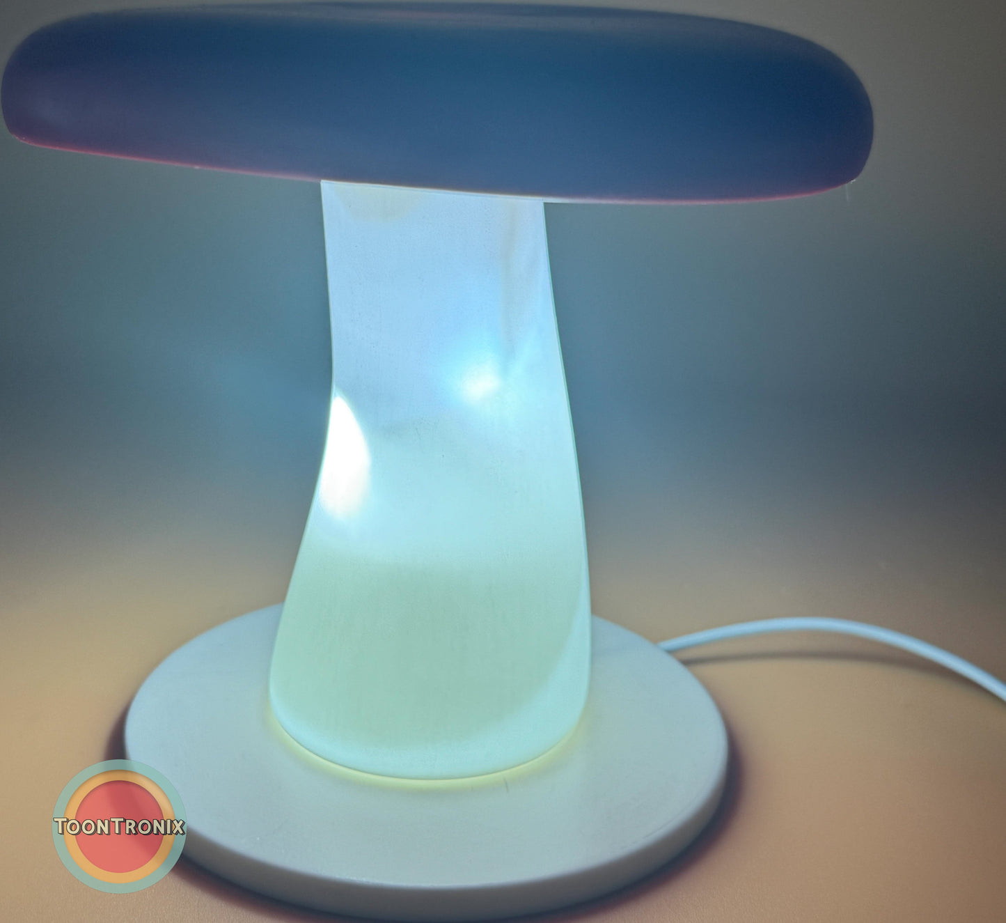 6" or 9" mushroom desk lamp with retro cartoon design and built-in USB cord