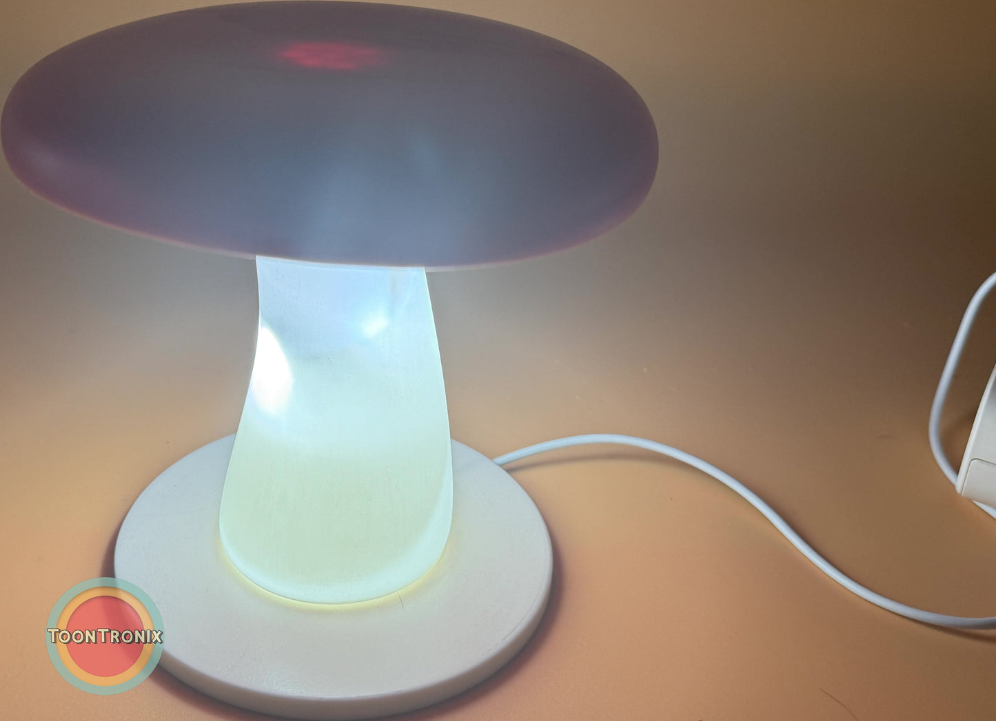 6" or 9" Mushroom Desk Lamp with retro cartoon style and built-in USB cord on a desk