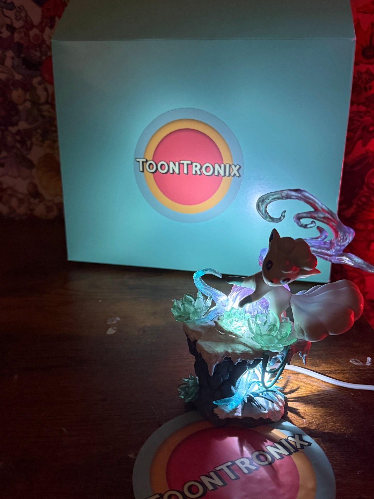 5" Alolan Vulpix LED desk lamp with USB cord, glowing figure on decorative base, limited edition Pokemon toy