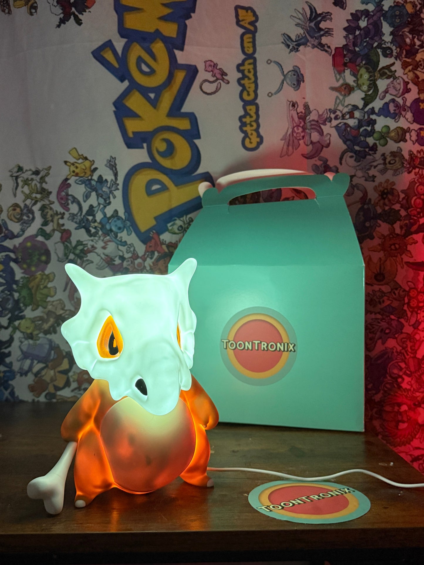 8" Cubone Statue USB desk lamp LED light with glowing effect and Toontronix packaging