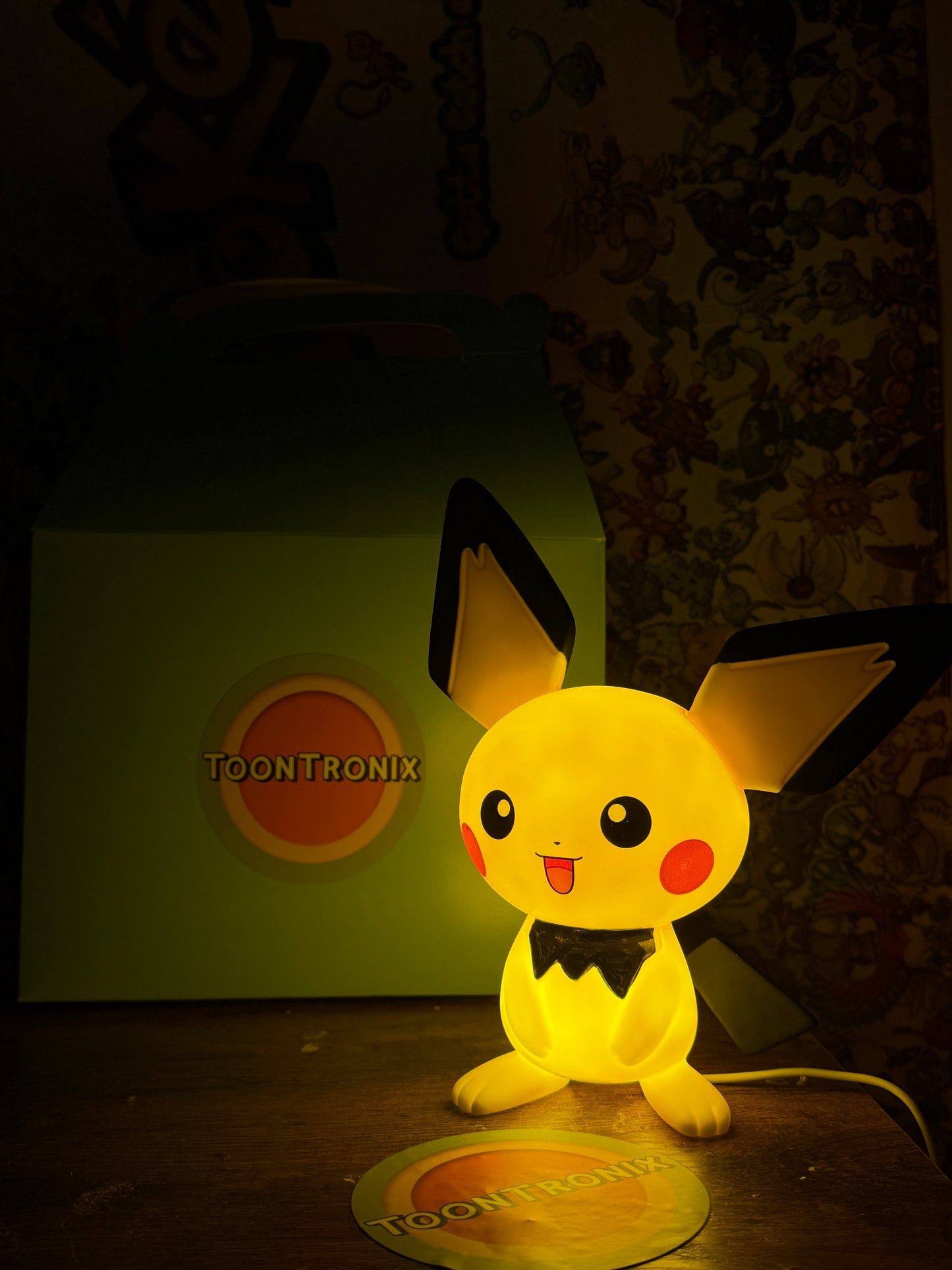 8.5" Pichu Statue Pokémon USB desk lamp with LED light and built-in USB cord