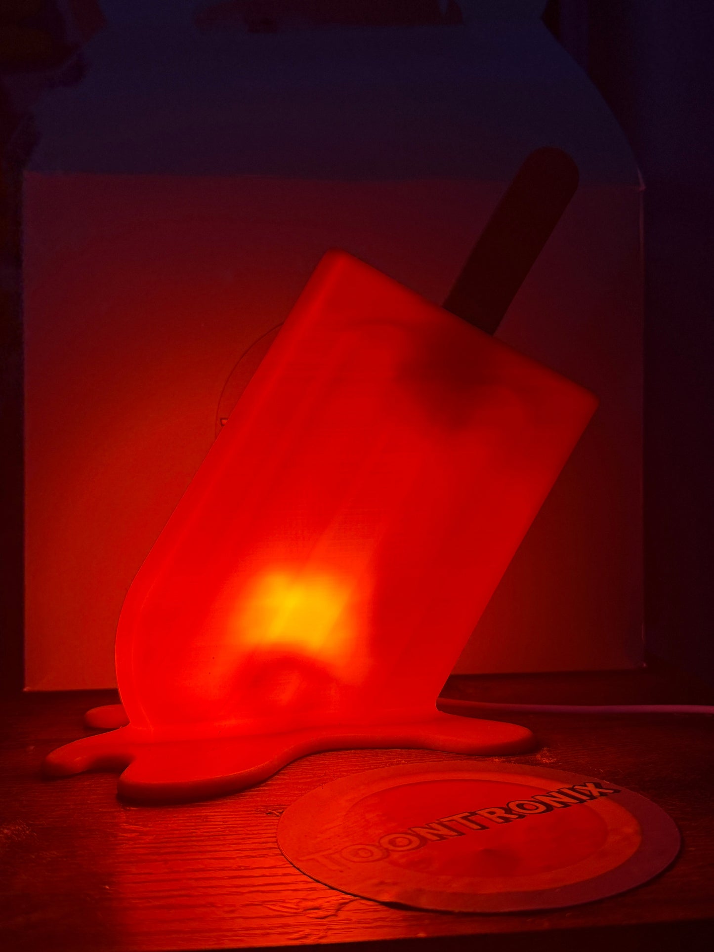 6" or 9" Popsicle LED desk lamp with USB powered glowing red ice pop design