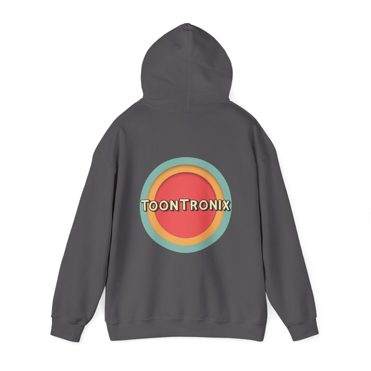 Unisex Toontronix Toons Logo Hoodie with kangaroo pocket and adjustable hood.