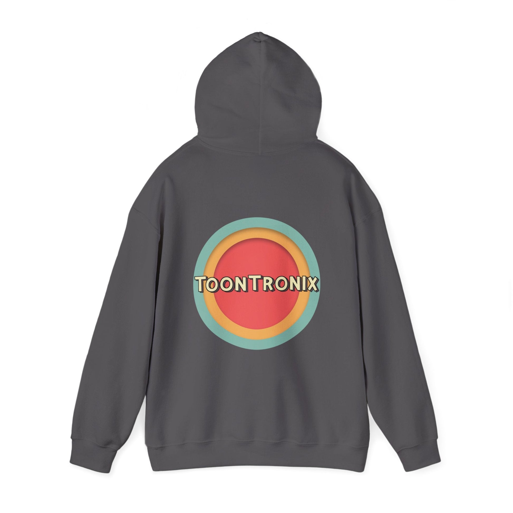 Unisex Toontronix Toons Logo Hoodie with kangaroo pocket and adjustable hood.