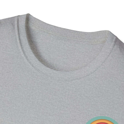 Toontronix Retro Logo Tee with ribbed collar and colorful graphic design.