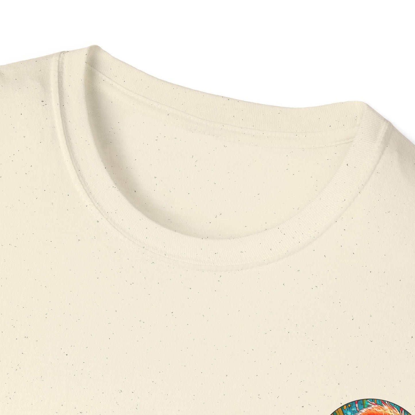 Vibrant flamingo t-shirt with classic fit and ribbed collar.