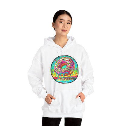 Unisex Toontronix Donut Hoodie with vibrant design, perfect for cozy casual wear.