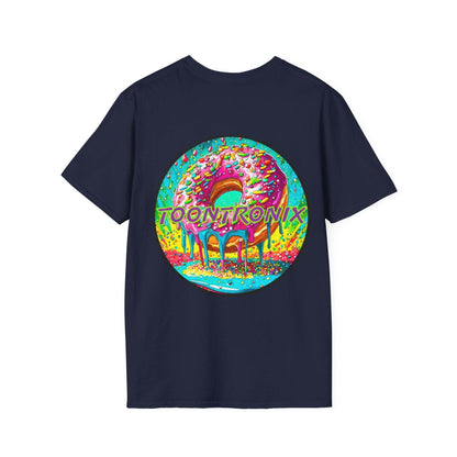 Toontronix Donut Tee Unisex Shirt with colorful donut graphic.