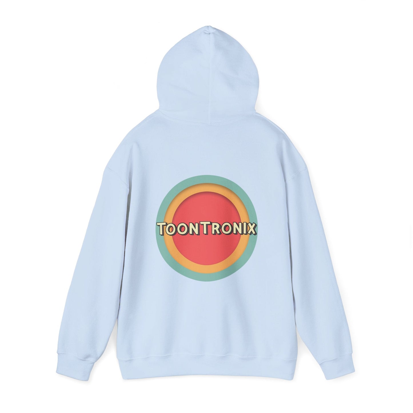 Unisex Toontronix Toons Logo Hoodie with spacious kangaroo pocket and adjustable drawstring hood.