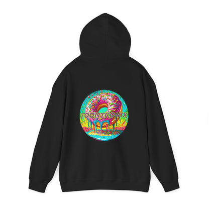 Toontronix Donut Hoodie - Unisex Heavy Blend™ Sweatshirt with vibrant back design.