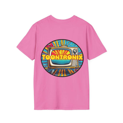 Unisex Toontronix Tv Tee with vibrant TV graphic on back.