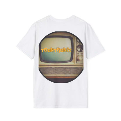 Toontronix Atomic Tv Tee with vintage cartoon design on white background