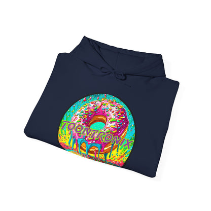 Toontronix Donut Hoodie - Unisex Heavy Blend™ Sweatshirt with vibrant donut design and cozy fit.