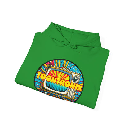 Unisex Toontronix TV Hoodie - Heavy Blend™ Sweatshirt with vibrant design and kangaroo pocket.